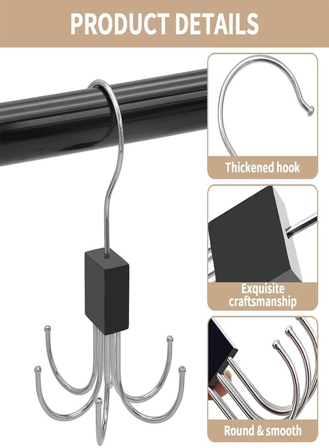 ANZAILALA 2pcs Belt Organiser for Wardrobe, 360 Degree Rotatable Multipurpose Hanger Organizer with 6 Hooks, Stainless Steel Wardrobe Organiser for Belt, Tank Top, Tie, Scarf, Hat and Purse - Image 3